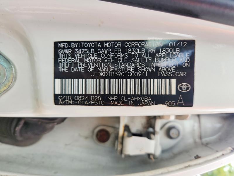 Aukcja sprzedaży 2012 Toyota Prius C, vin: JTDKDTB39C1000941, numer aukcji: 70655636