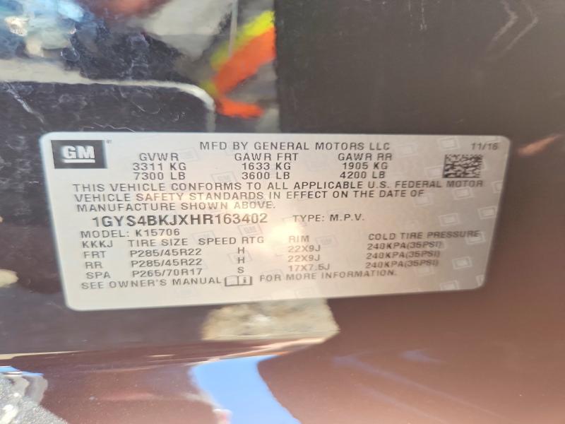 Aukcja sprzedaży 2017 Cadillac Escalade, vin: 1GYS4BKJXHR163402, numer aukcji: 69996666