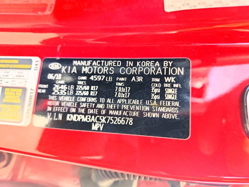 70299166 :رقم المزاد ، KNDPM3AC5K7526678 vin ، 2019 Kia Sportage مزاد بيع