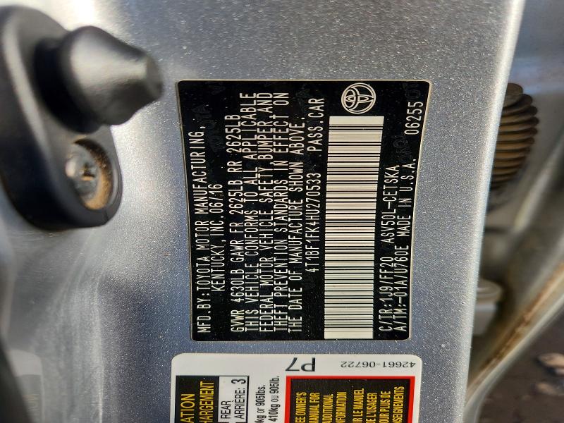 Продажа на аукционе авто 2017 Toyota Camry, vin: 4T1BF1FK4HU270533, номер лота: 70526336
