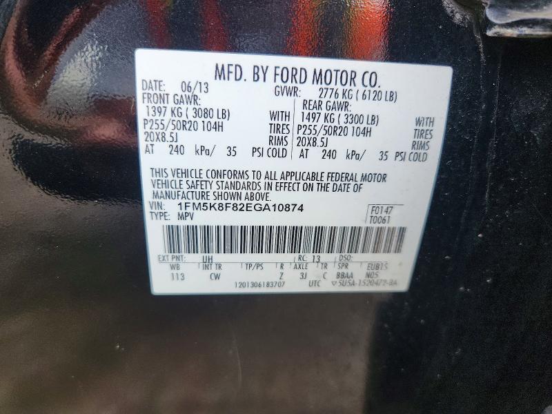 68287236 :رقم المزاد ، 1FM5K8F82EGA10874 vin ، 2014 Ford Explorer مزاد بيع