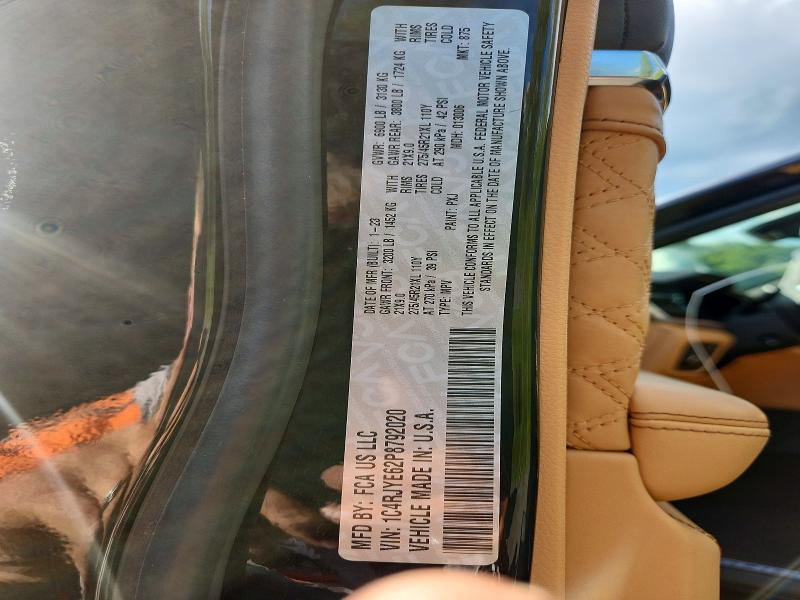 2023 Jeep Grand Cherokee მანქანა იყიდება აუქციონზე, vin: 1C4RJYE62P8792020, აუქციონის ნომერი: 68071566