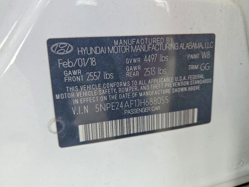 Продаж на аукціоні авто 2018 Hyundai Sonata, vin: 5NPE24AF1JH688055, номер лоту: 68092086