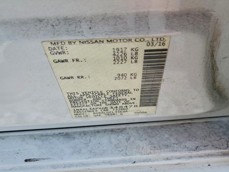 2016 Nissan Altima მანქანა იყიდება აუქციონზე, vin: 1N4AL3APXGN348478, აუქციონის ნომერი: 69279756