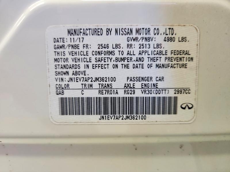 66567756 :رقم المزاد ، JN1EV7AP2JM362100 vin ، 2018 Infiniti Q50 مزاد بيع