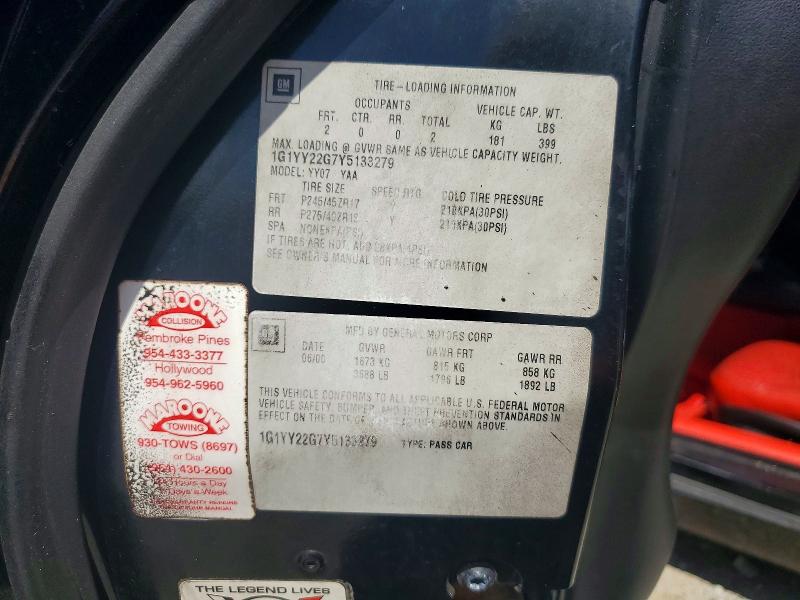 Продаж на аукціоні авто 2000 Chevrolet Corvette, vin: 1G1YY22G7Y5133279, номер лоту: 69540936
