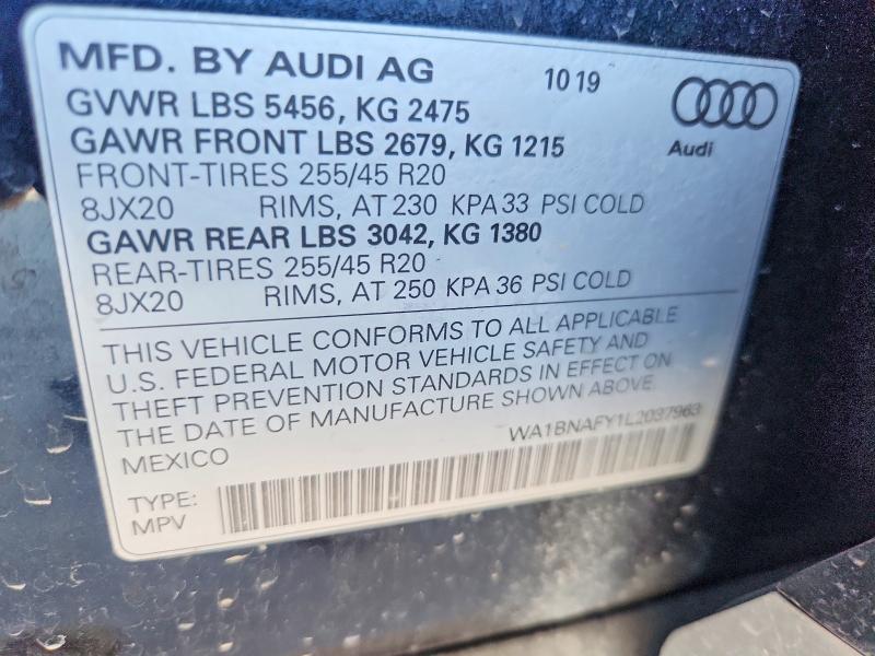 68079966 :رقم المزاد ، WA1BNAFY1L2037963 vin ، 2020 Audi Q5 مزاد بيع