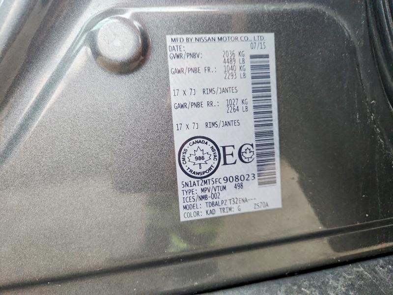 Aukcja sprzedaży 2015 Nissan Rogue, vin: 5N1AT2MT5FC908023, numer aukcji: 67307996