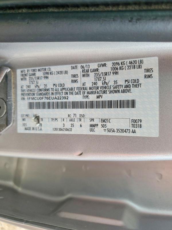 Aukcja sprzedaży 2014 Ford Escape, vin: 1FMCU0F76EUA22392, numer aukcji: 70058816