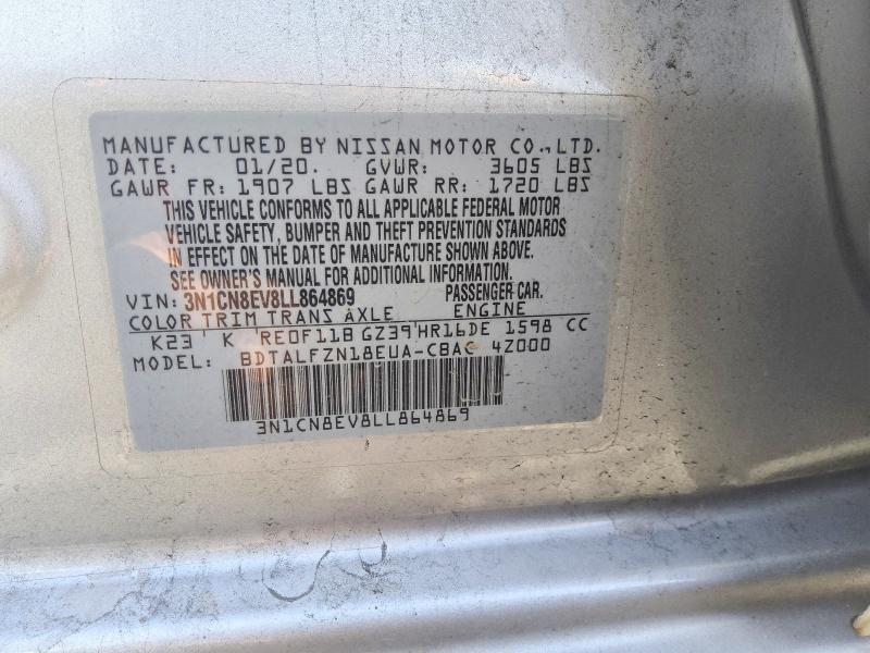 66547736 :رقم المزاد ، 3N1CN8EV8LL864869 vin ، 2020 Nissan Versa مزاد بيع