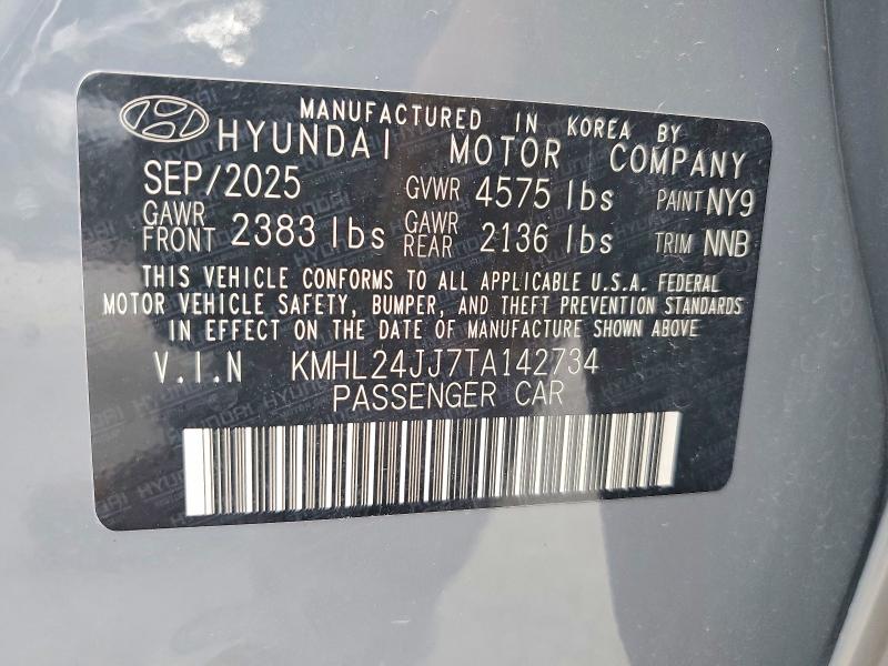 Aukcja sprzedaży 2026 Hyundai Sonata Hybrid, vin: KMHL24JJ7TA142734, numer aukcji: 69601496