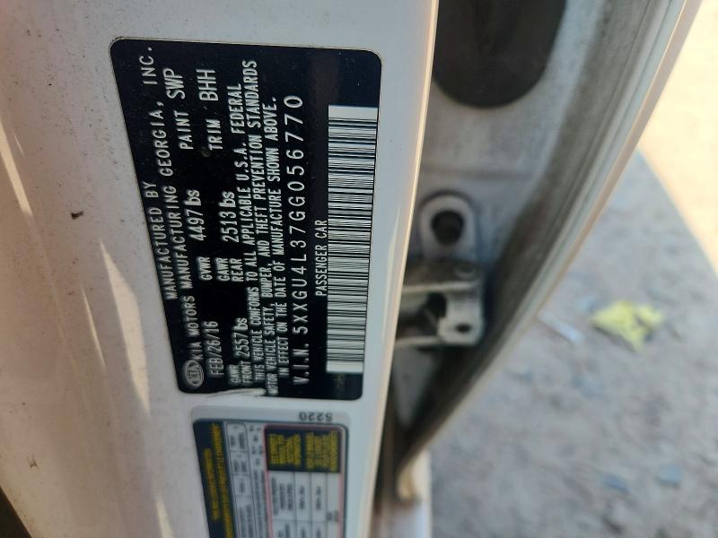 2016 Kia Optima მანქანა იყიდება აუქციონზე, vin: 5XXGU4L37GG056770, აუქციონის ნომერი: 67208036