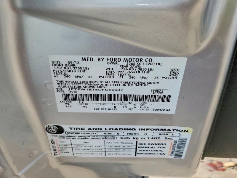 Aukcja sprzedaży 2013 Ford F150, vin: 1FTFW1ET5DFD66637, numer aukcji: 69124006