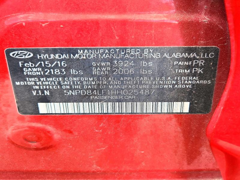 67167466 :رقم المزاد ، 5NPD84LF1HH025487 vin ، 2017 Hyundai Elantra مزاد بيع