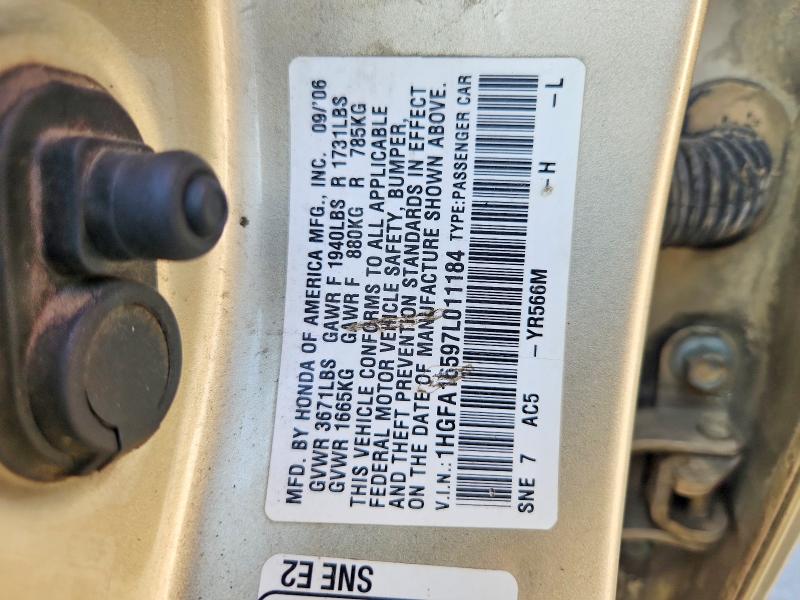 Aukcja sprzedaży 2007 Honda Civic, vin: 1HGFA16597L011184, numer aukcji: 70094866