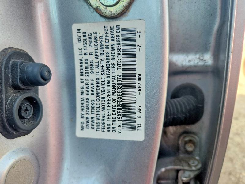 Продажа на аукционе авто 2014 Honda Civic, vin: 19XFB2F5XEE028874, номер лота: 70027166