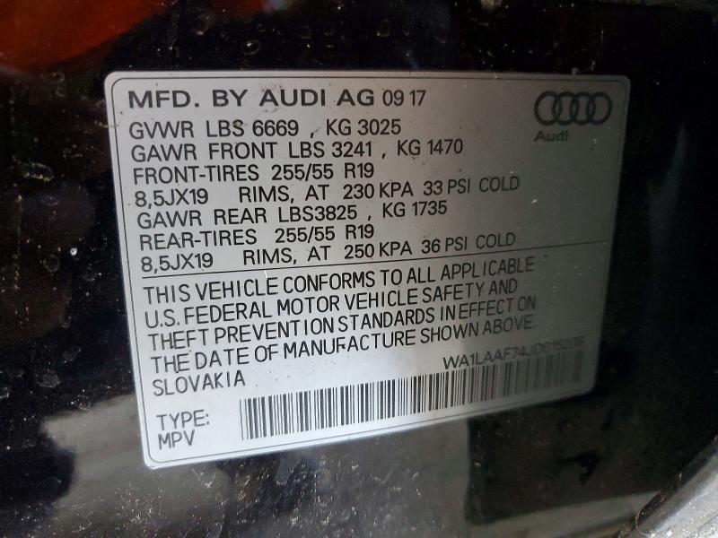 Aukcja sprzedaży 2018 Audi Q7, vin: WA1LAAF74JD015206, numer aukcji: 67661286
