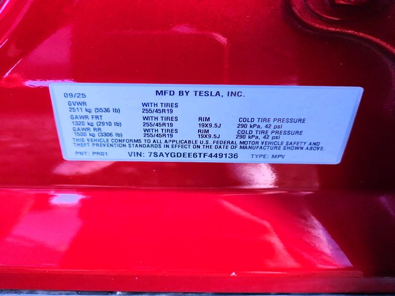 Aukcja sprzedaży 2026 Tesla Model Y, vin: 7SAYGDEE6TF449136, numer aukcji: 70446626