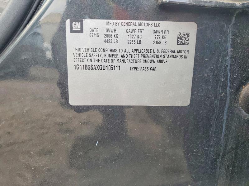 Продажа на аукционе авто 2016 Chevrolet Malibu Limited, vin: 1G11B5SAXGU105111, номер лота: 69290246