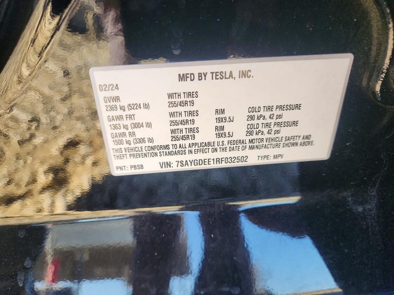 Auction sale of the 2024 Tesla Model Y, vin: 7SAYGDEE1RF032502, lot number: 70078416