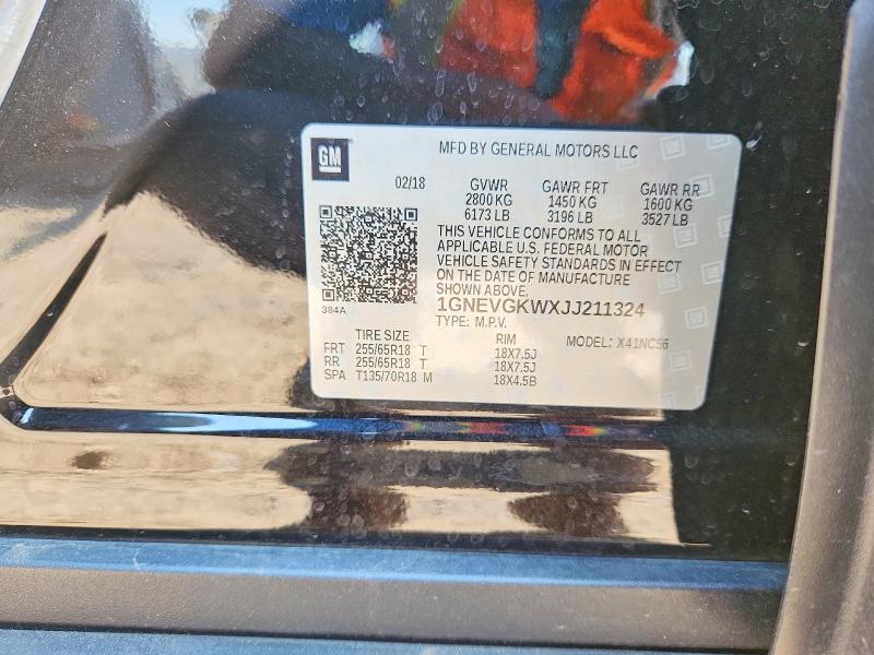 69754406 :رقم المزاد ، 1GNEVGKWXJJ211324 vin ، 2018 Chevrolet Traverse مزاد بيع