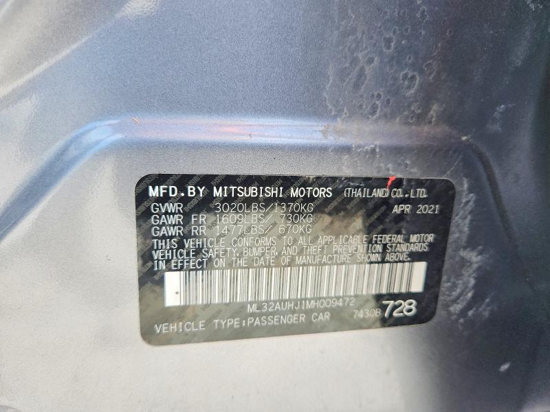Продаж на аукціоні авто 2021 Mitsubishi Mirage, vin: ML32AUHJ1MH009472, номер лоту: 69638896