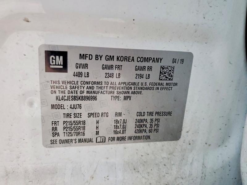 Продаж на аукціоні авто 2019 Buick Encore, vin: KL4CJESB5KB896996, номер лоту: 65991956