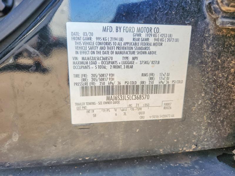 Aukcja sprzedaży 2020 Ford Ecosport, vin: MAJ6S3JL5LC368570, numer aukcji: 67203506