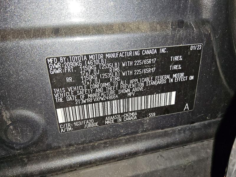 Продаж на аукціоні авто 2023 Toyota Rav4, vin: 2T3W1RFVXPW248664, номер лоту: 67154846