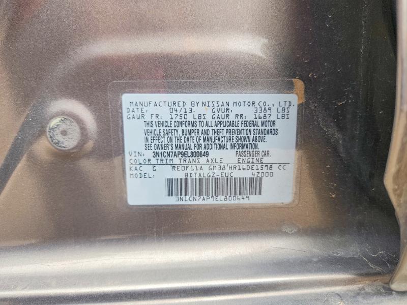Aukcja sprzedaży 2014 Nissan Versa, vin: 3N1CN7AP9EL800649, numer aukcji: 67287766