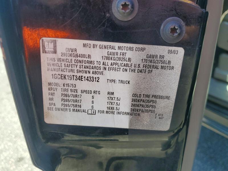 69127276 :رقم المزاد ، 1GCEK19T34E143312 vin ، 2004 Chevrolet Silverado مزاد بيع