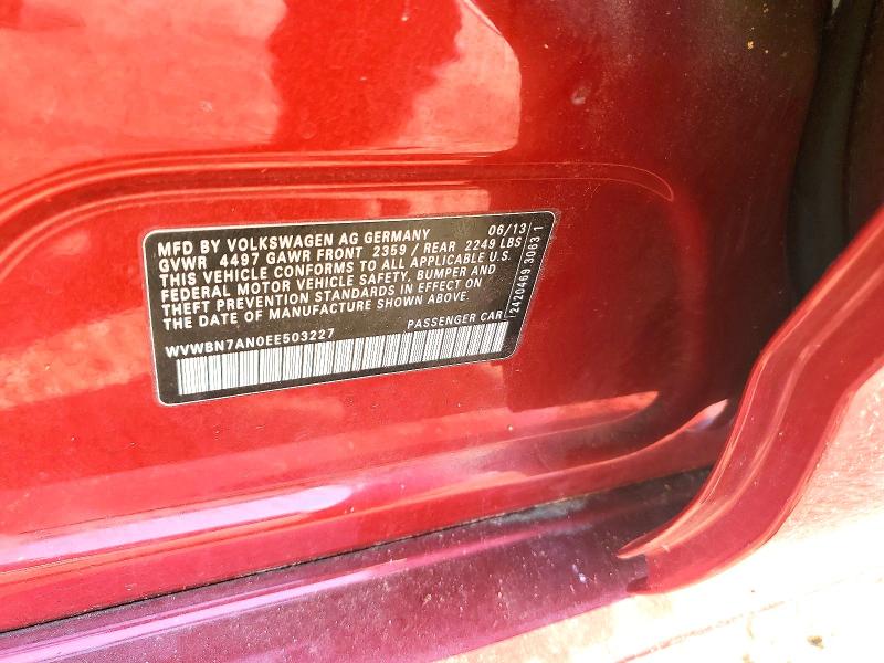 68528976 :رقم المزاد ، WVWBN7AN0EE503227         vin ، 2014 Volkswagen Cc مزاد بيع