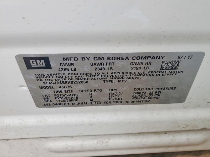 Aukcja sprzedaży 2017 Buick Encore, vin: KL4CJASB8HB252068, numer aukcji: 68851596