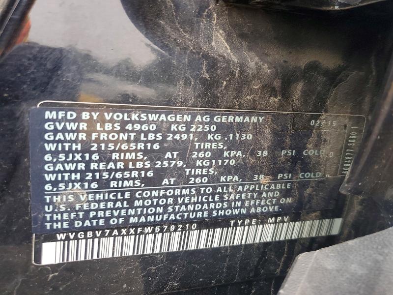 Aukcja sprzedaży 2015 Volkswagen Tiguan, vin: WVGBV7AXXFW579210, numer aukcji: 66562126