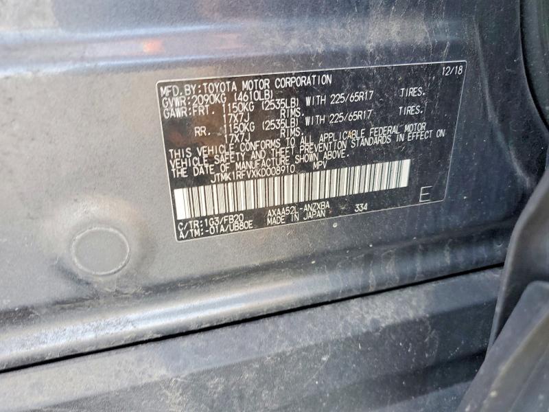 Aukcja sprzedaży 2019 Toyota Rav4, vin: JTMK1RFVXKD008910, numer aukcji: 68658976