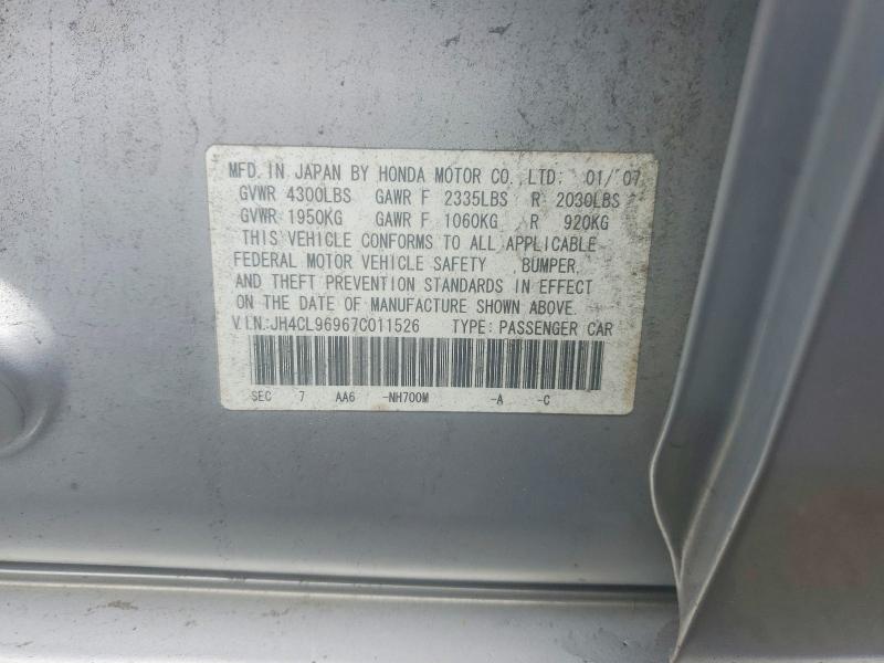 Продаж на аукціоні авто 2007 Acura Tsx, vin: JH4CL96967C011526, номер лоту: 66603996