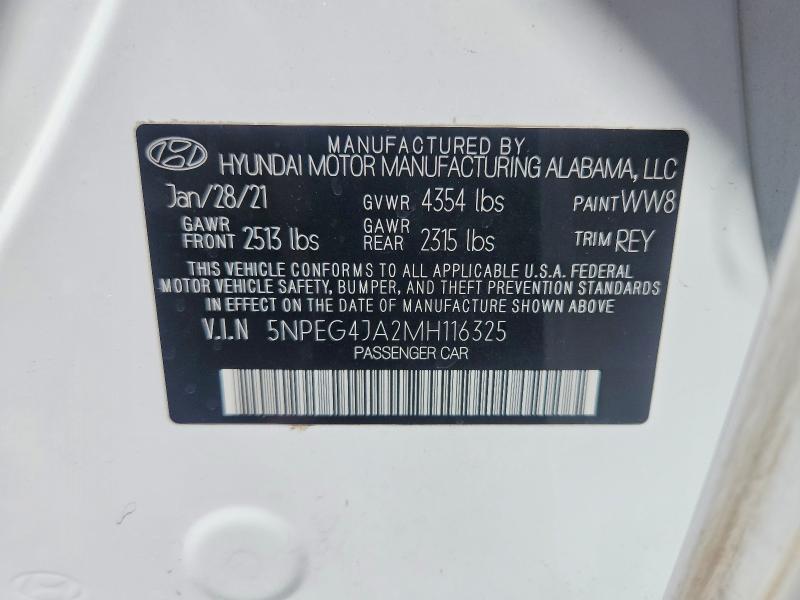 Aukcja sprzedaży 2021 Hyundai Sonata, vin: 5NPEG4JA2MH116325, numer aukcji: 69891866