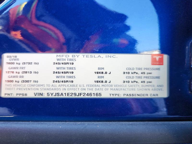 Продаж на аукціоні авто 2018 Tesla Model S, vin: 5YJSA1E29JF246165, номер лоту: 67906366