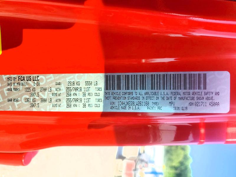 Продаж на аукціоні авто 2020 Jeep Wrangler Unlimited, vin: 1C4HJXEG9LW261160, номер лоту: 69221986