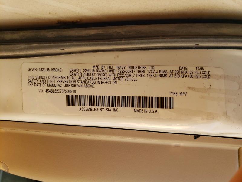 Продажа на аукционе авто 2006 Subaru Legacy, vin: 4S4BL62C767208916, номер лота: 67601246