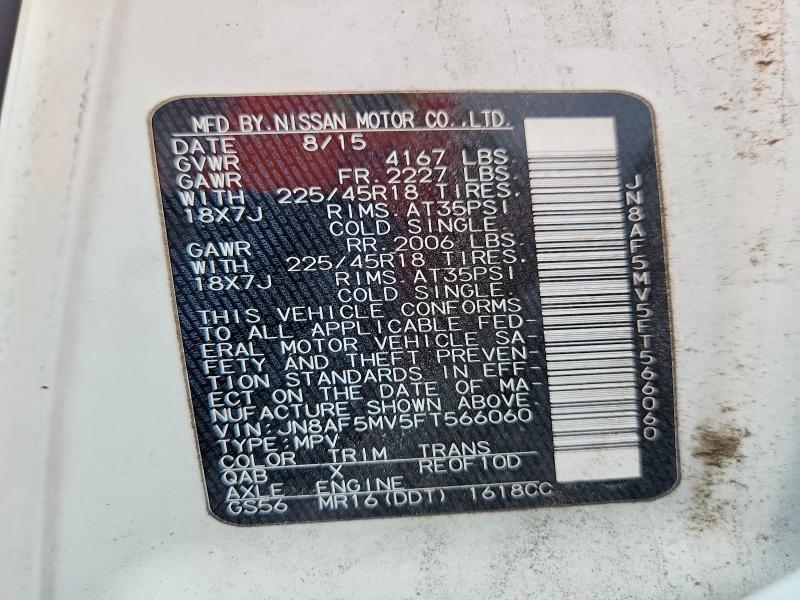 69564286 :رقم المزاد ، JN8AF5MV5FT566060 vin ، 2015 Nissan Juke مزاد بيع