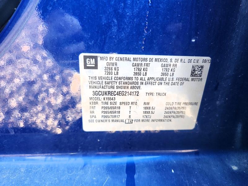 Aukcja sprzedaży 2014 Chevrolet Silverado, vin: 3GCUKREC4EG214172, numer aukcji: 68223096