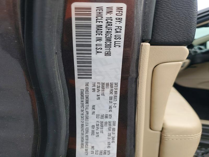 Продаж на аукціоні авто 2021 Jeep Grand Cherokee, vin: 1C4RJFAG3MC801190, номер лоту: 70265876