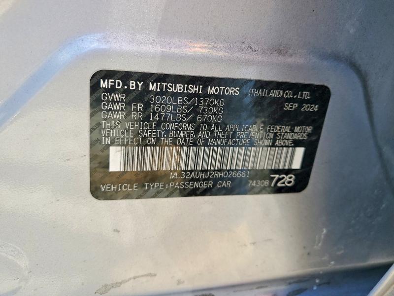 Продажа на аукционе авто 2024 Mitsubishi Mirage, vin: ML32AUHJ2RH026661, номер лота: 69444086
