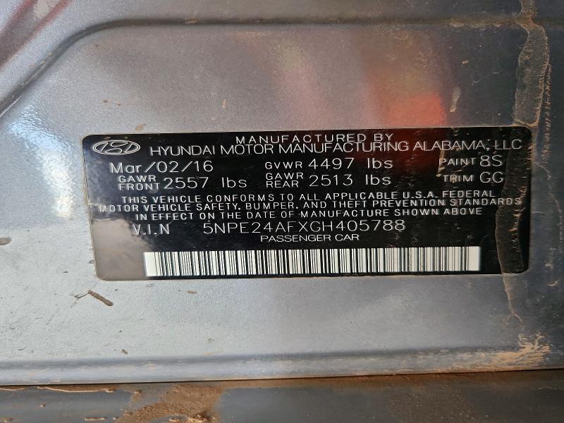 2016 Hyundai Sonata მანქანა იყიდება აუქციონზე, vin: 5NPE24AFXGH405788, აუქციონის ნომერი: 69909296