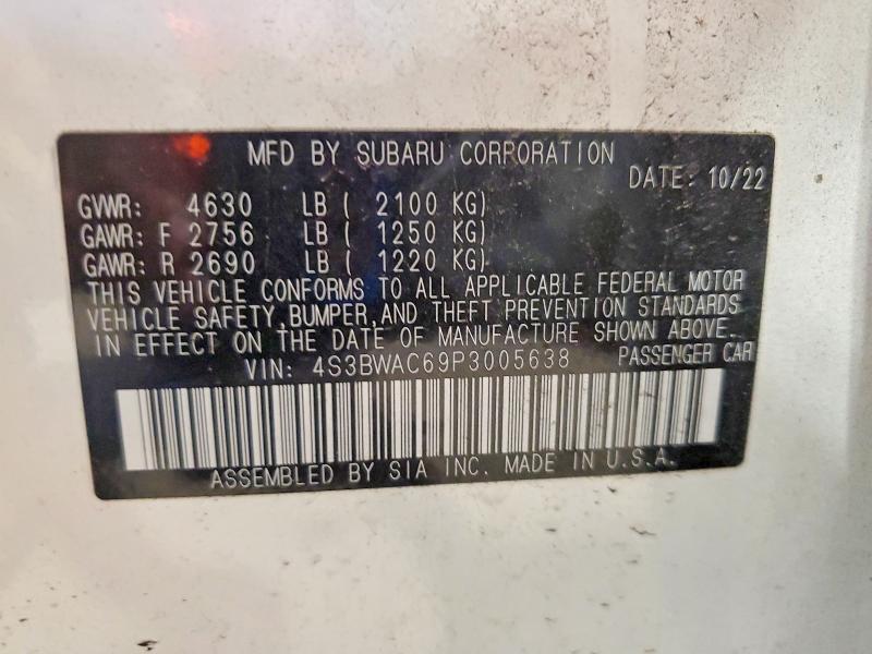 68306286 :رقم المزاد ، 4S3BWAC69P3005638 vin ، 2023 Subaru Legacy مزاد بيع