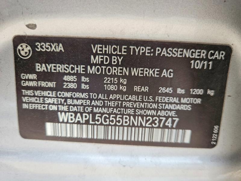 Продаж на аукціоні авто 2011 Bmw 335, vin: WBAPL5G55BNN23747, номер лоту: 68366176
