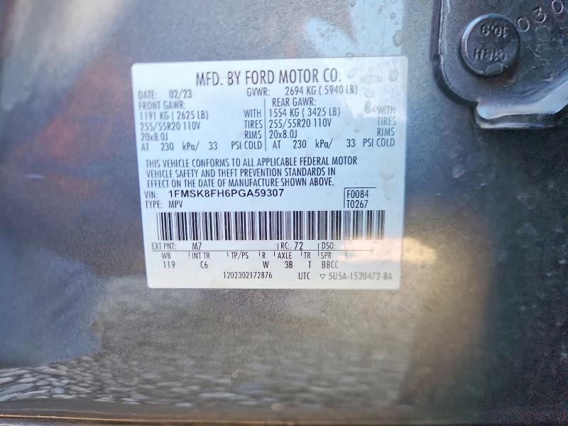 67710506 :رقم المزاد ، 1FMSK8FH6PGA59307 vin ، 2023 Ford Explorer مزاد بيع