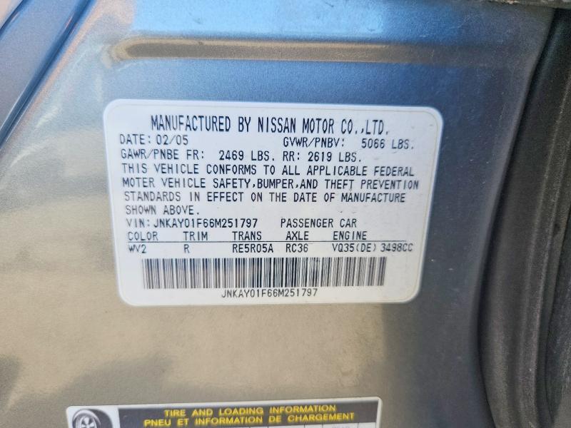 68746286 :رقم المزاد ، JNKAY01F66M251797 vin ، 2006 Infiniti M35 مزاد بيع