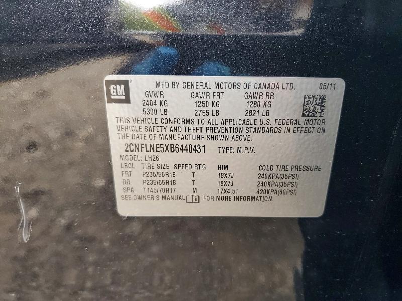 Продаж на аукціоні авто 2011 Chevrolet Equinox, vin: 2CNFLNE5XB6440431, номер лоту: 68168336
